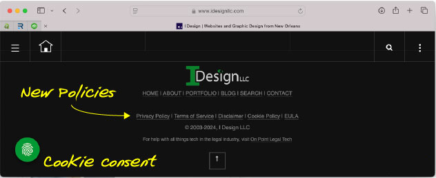 screenshot of page footer
