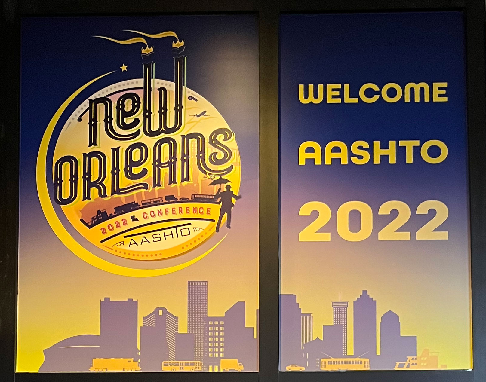 AASHTO graphics above Hilton entrance door