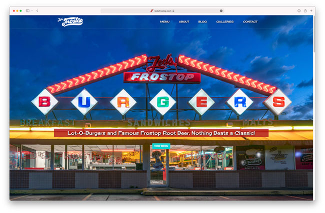 Frostop home page screen shot