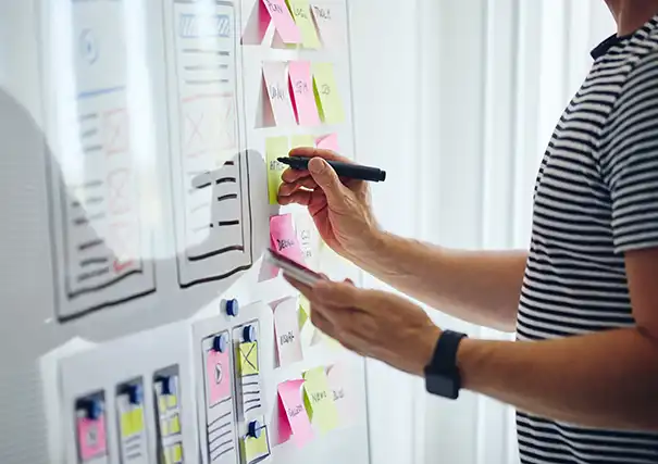 website development planning on whiteboard